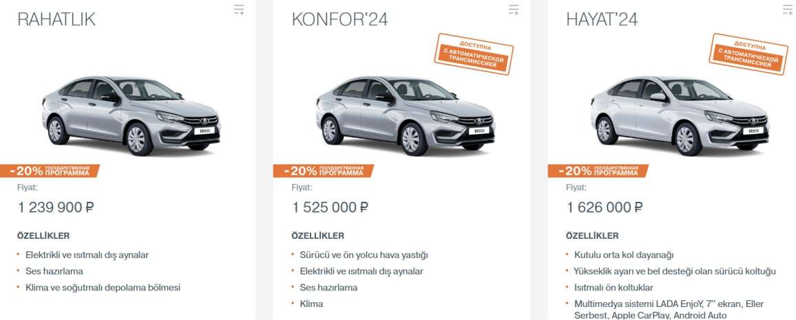 rusya lada vesta fiyatları